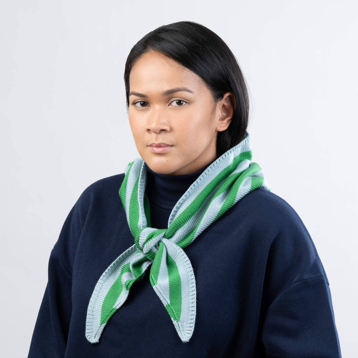 Simple Stripe Knit Triangle Scarf Neckerchief
