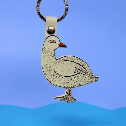Silly Goose Leather Keychain Gold Plated