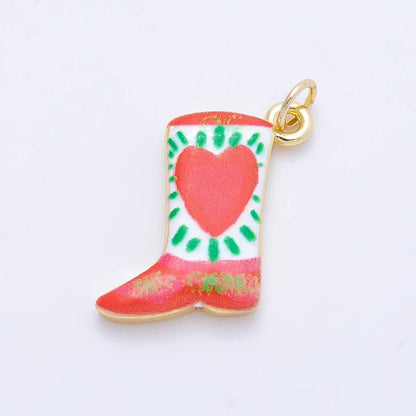 Painted Boots Enamel Charm Earrings