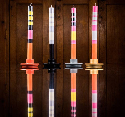 Orange, Pink, Blue Stripe Candle Stick