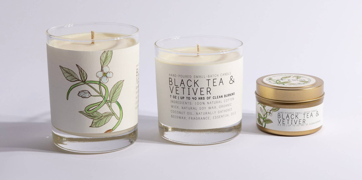 Black Tea Vetiver Glass Candle