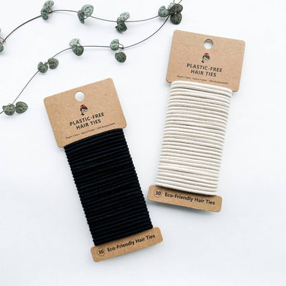Organic Cotton Natural Rubber Hair Ties Plastic Free