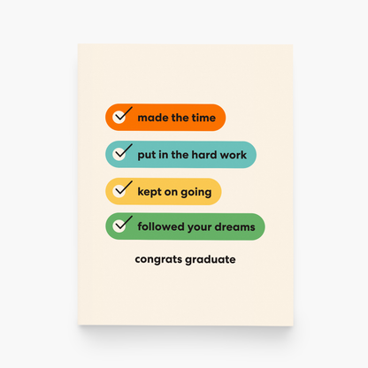 Congrats Grad Checklist Graduation Greeting Card