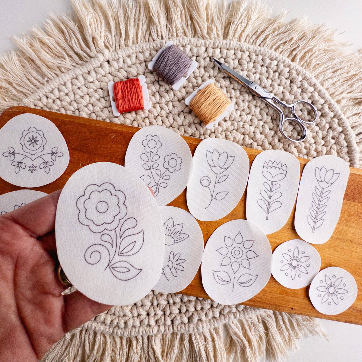 Folk Flowers Stick and Stitch Embroidery Designs