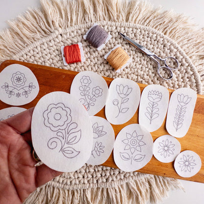 Folk Flowers Stick and Stitch Embroidery Designs