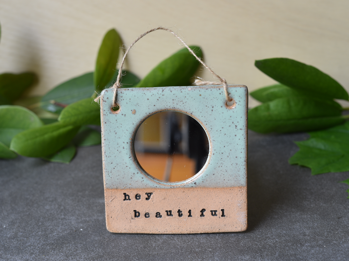Handcrafted Ceramic Affirmation Mirror Set