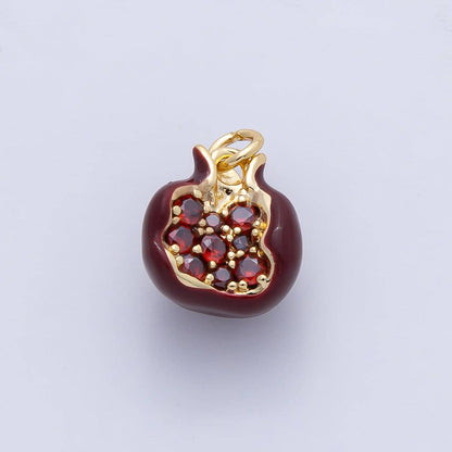 Pomegranate Charm Earring Charm 18k Gold Filled CZ