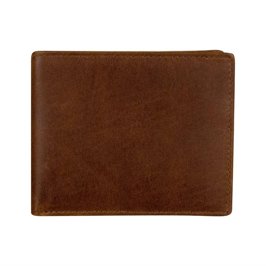 Chocolate Leather Bifold Wallet RFID Blocking Slim
