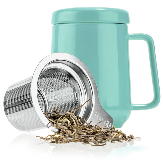 Ceramic Tea Mug with Metal Infuser and Lid
