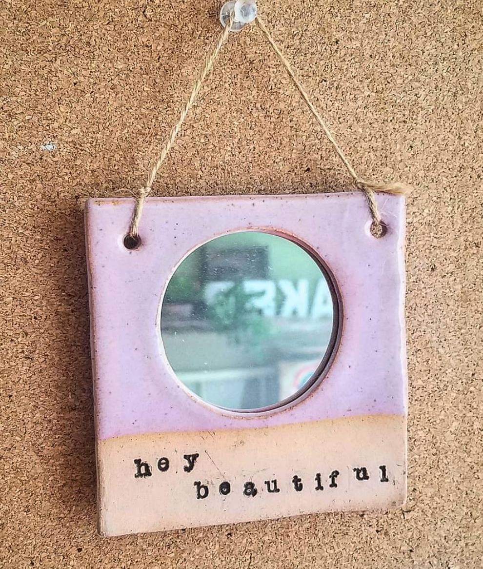 Handcrafted Ceramic Affirmation Mirror Set