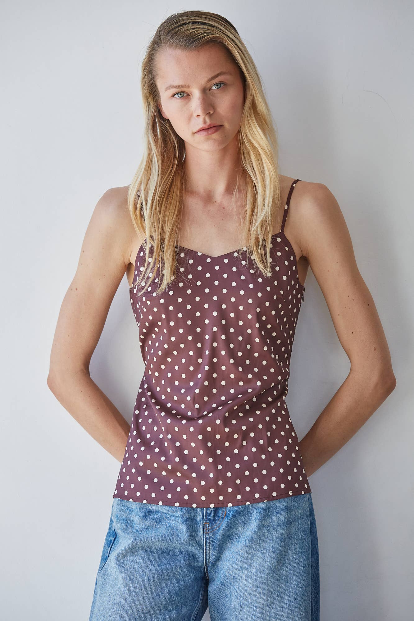 Polka Dot Print Viscose Tencel Cami