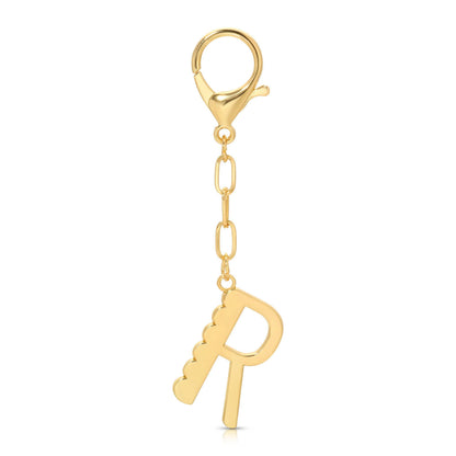 Initial R Enamel Bag Charm Keychain