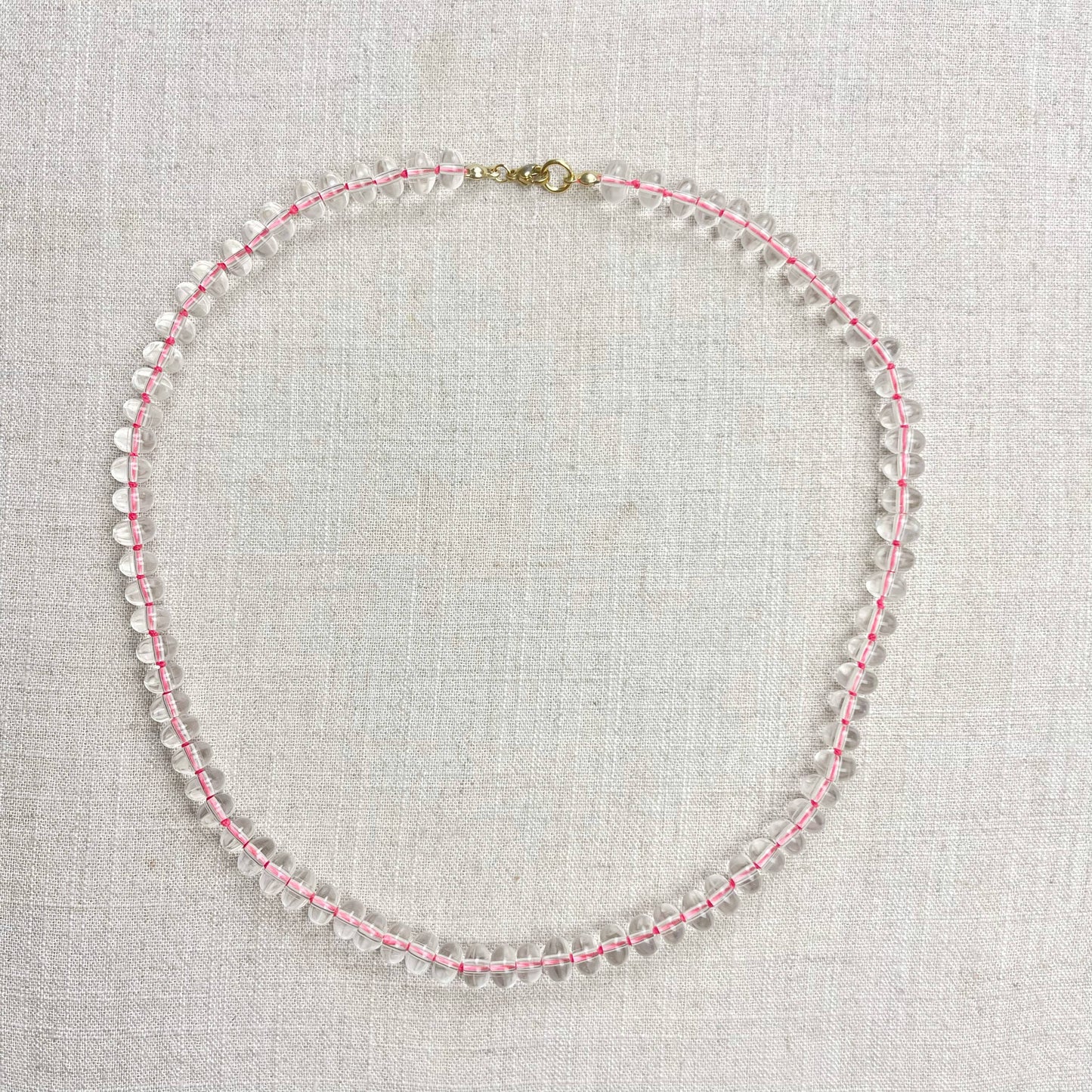 Clear Glass Hand-knotted Beaded Necklace