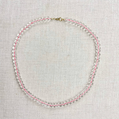 Clear Glass Hand-knotted Beaded Necklace