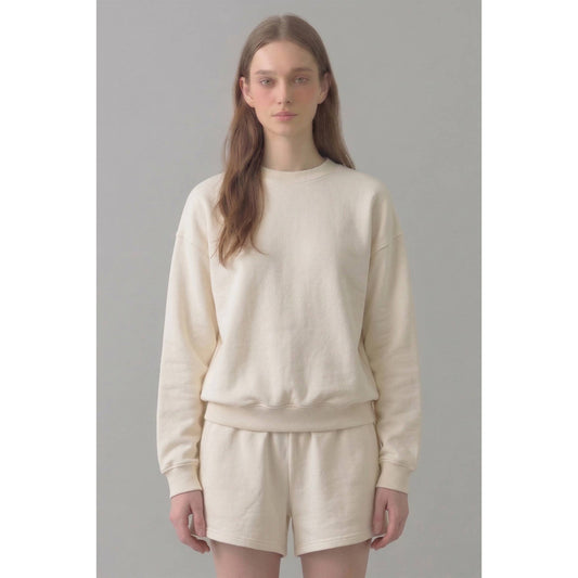 Cropped Cotton Terry Crewneck Sweatshirt