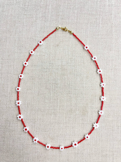 Glass Floral Beaded Delicate Necklace