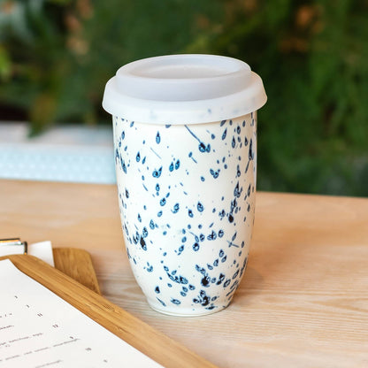 Orchid Blue Speckle 12oz Ceramic Travel Mug