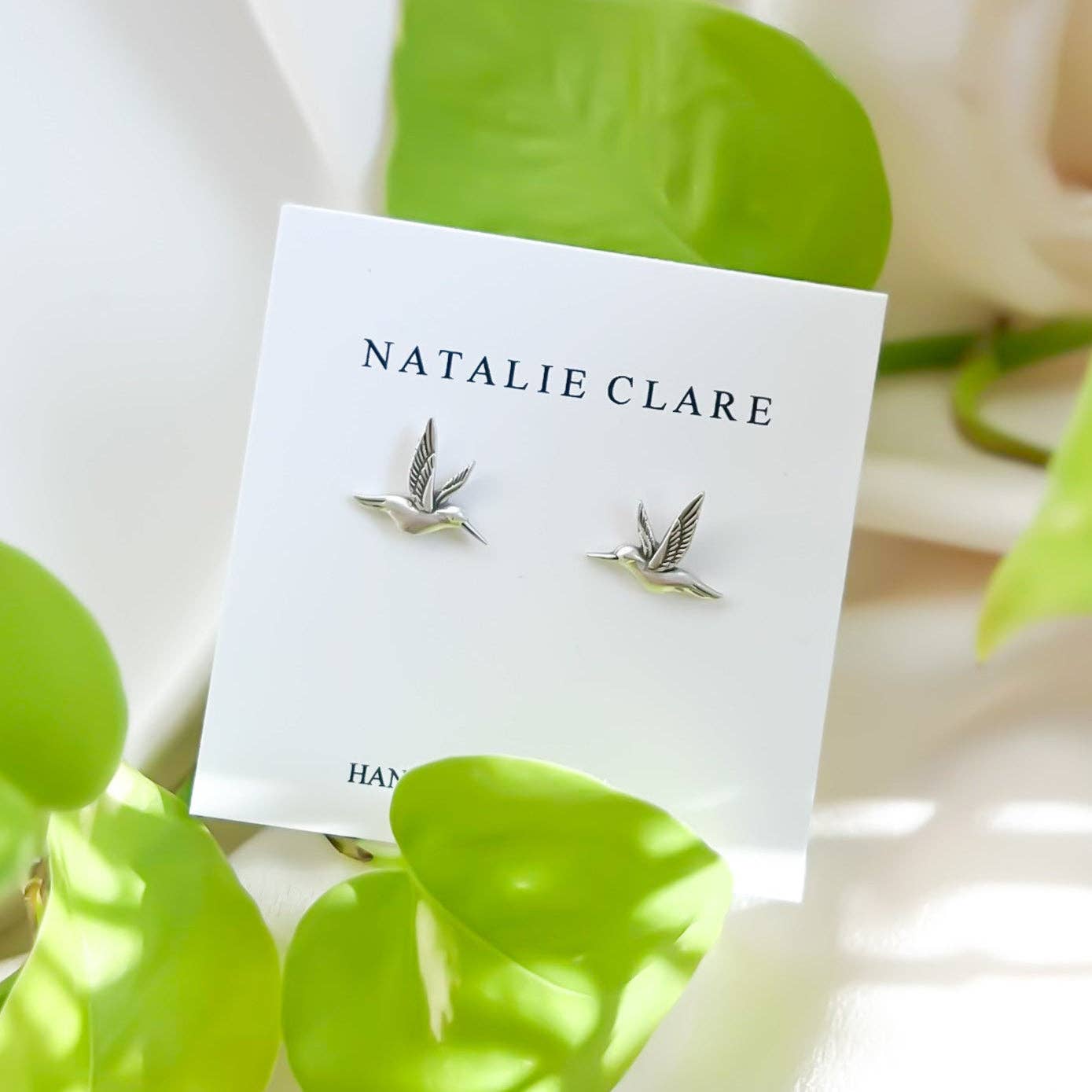 Silver Hummingbird Stud Earrings