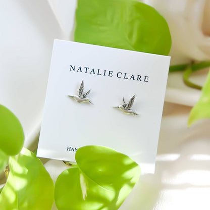 Silver Hummingbird Stud Earrings