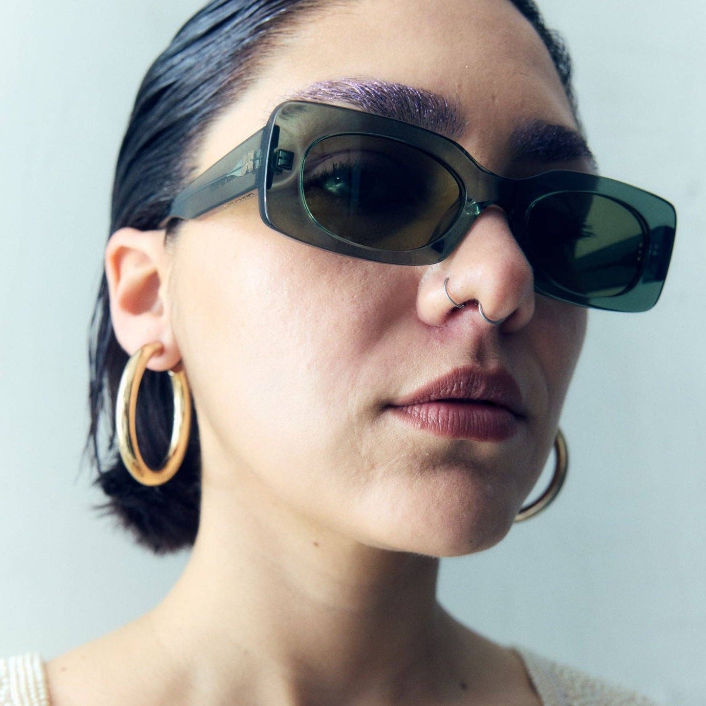 Iris - Green Rectangular Acetate Sunglasses