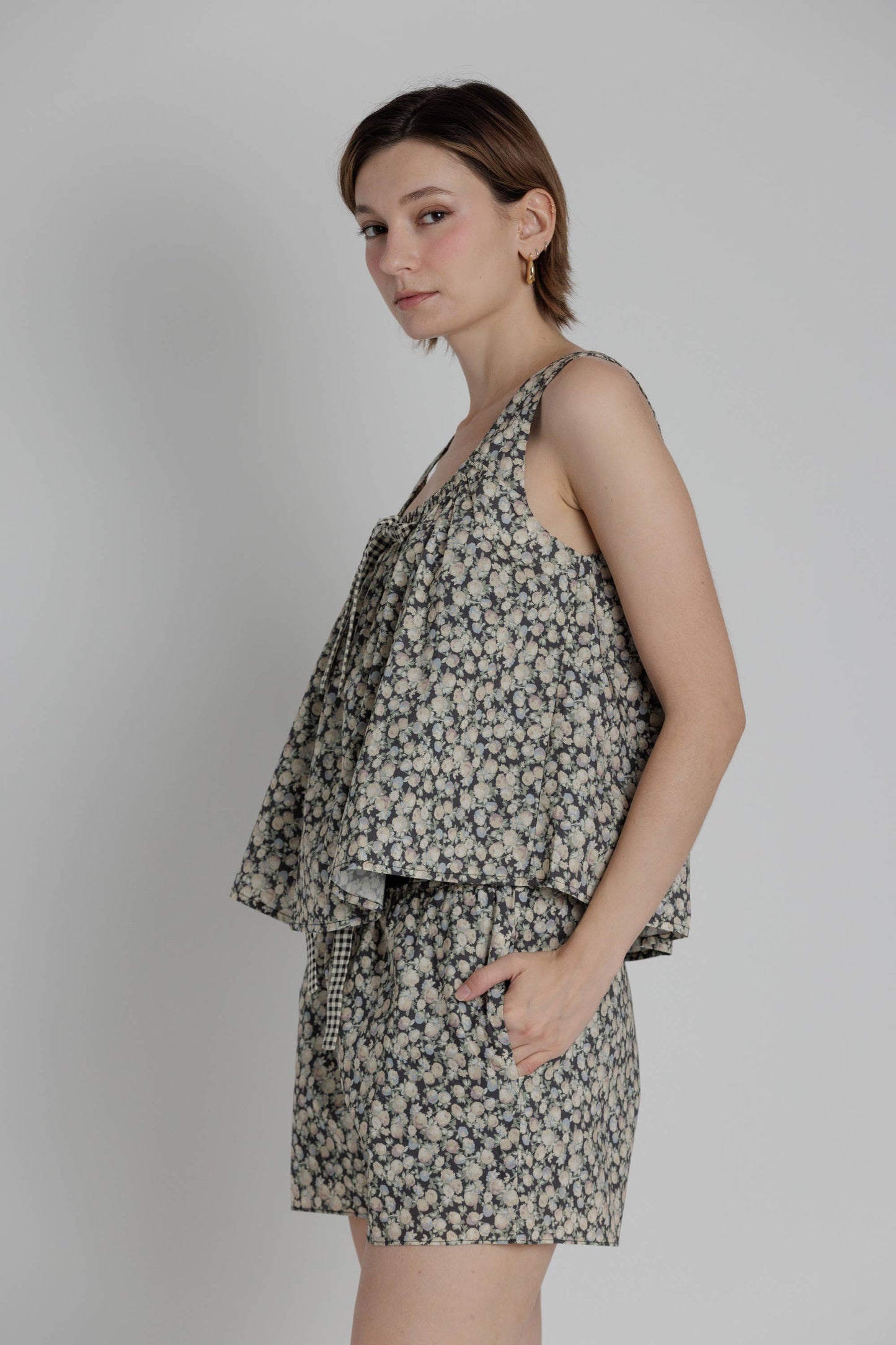 Floral Cotton Poplin Babydoll Top