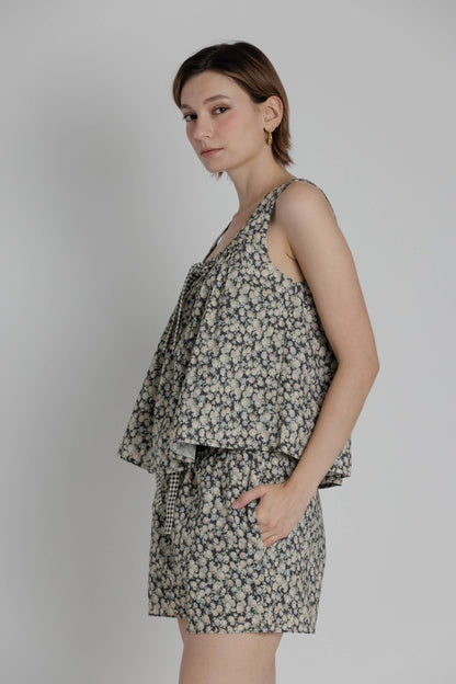 Floral Cotton Poplin Babydoll Top
