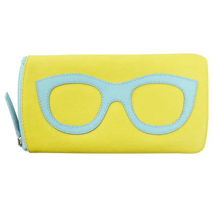 Leather Eyeglass Case with Eyeglass Frame Graphic RFID