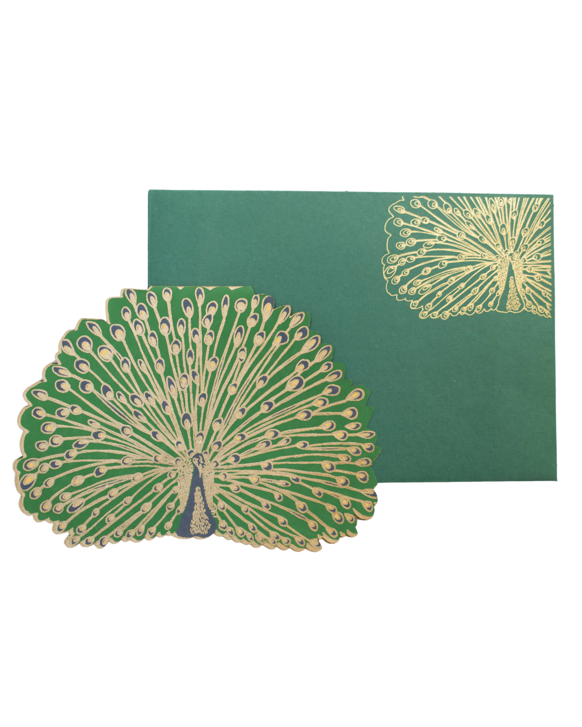 Peacock Die Cut Greeting Card Recycled Cotton