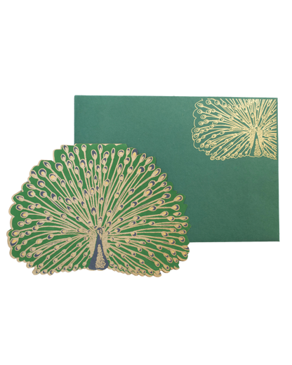 Peacock Die Cut Greeting Card Recycled Cotton