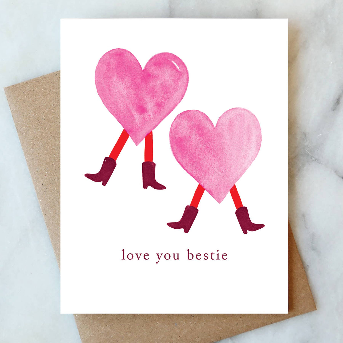 Dancing Hearts Watercolor Friendship Card