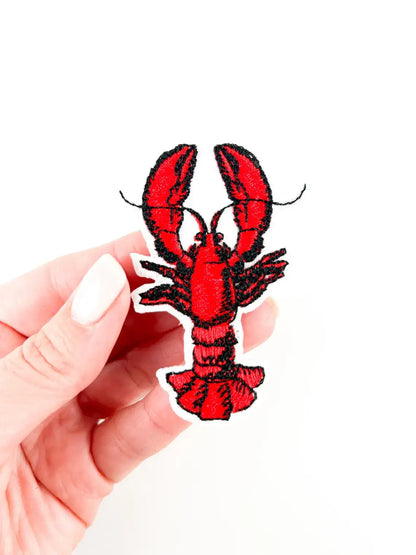 Lobster Embroidered Iron on Patch Coastal Marine Life