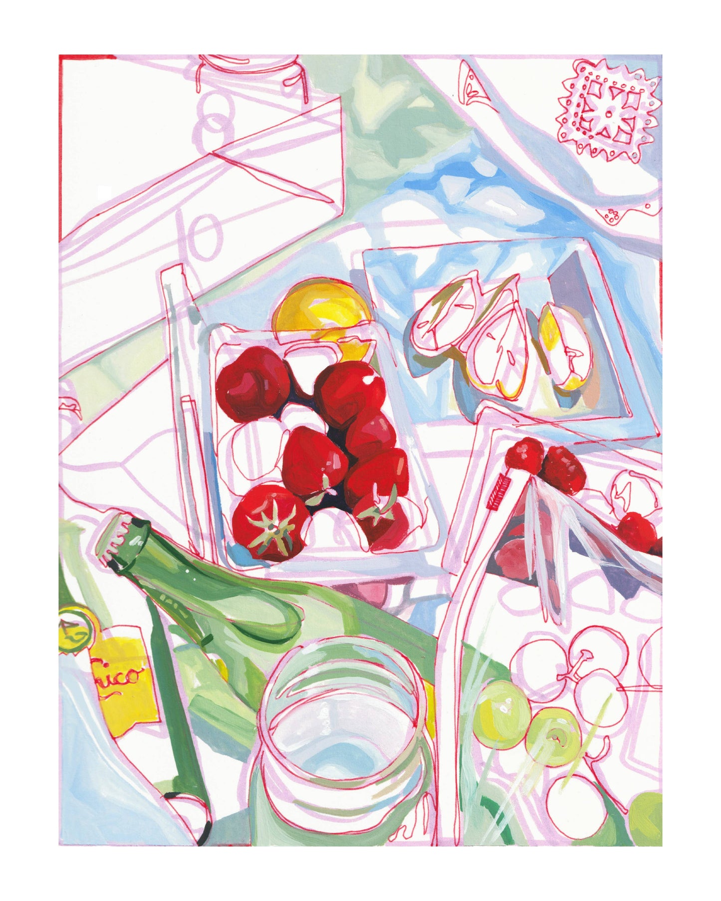 "California Picnic" Lemons & Berries Signed Giclee Print