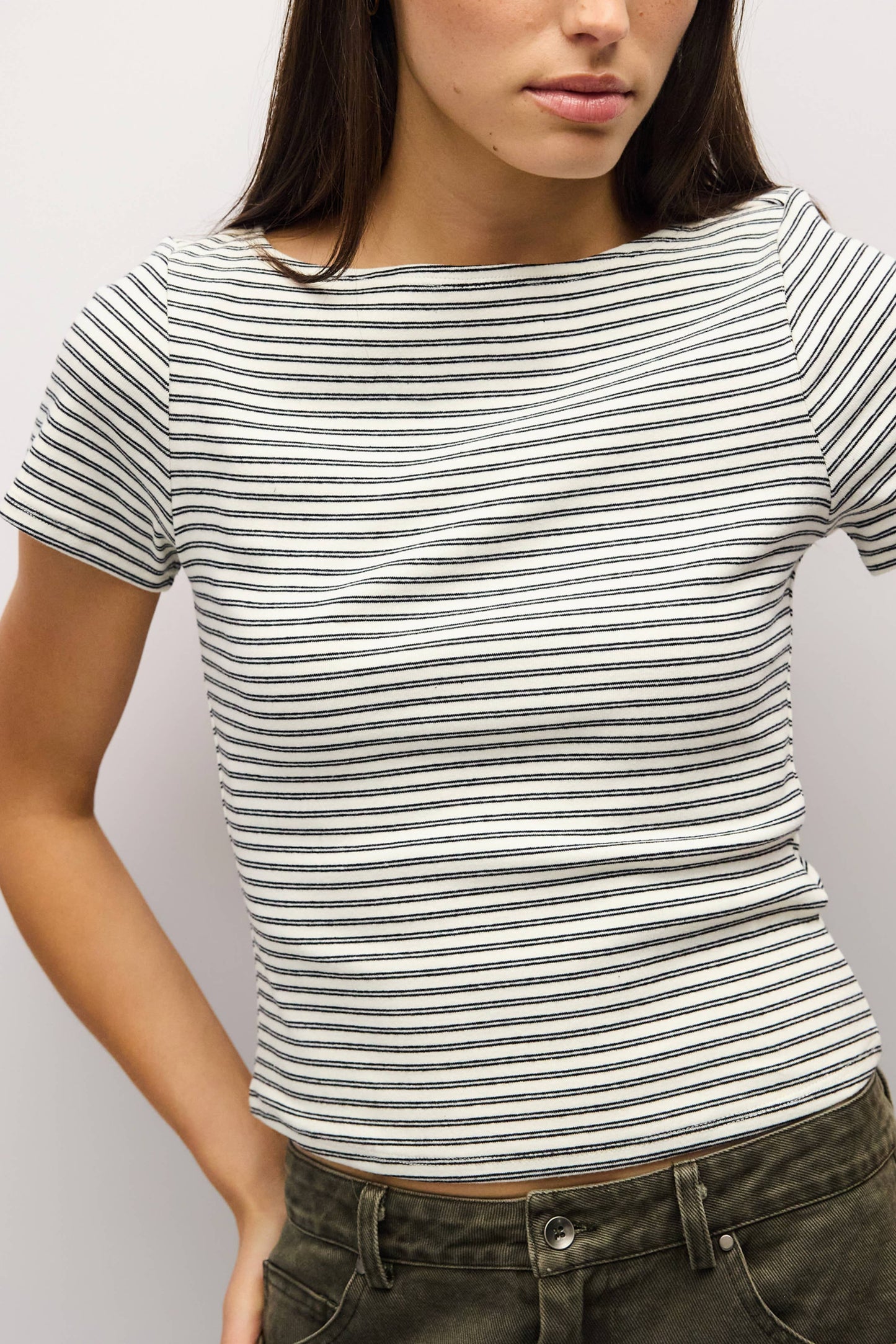 Striped Wide Neck Knit Top