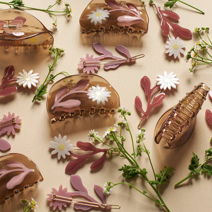 Marguerite Daisy Flower Barrette Hair Clip Set