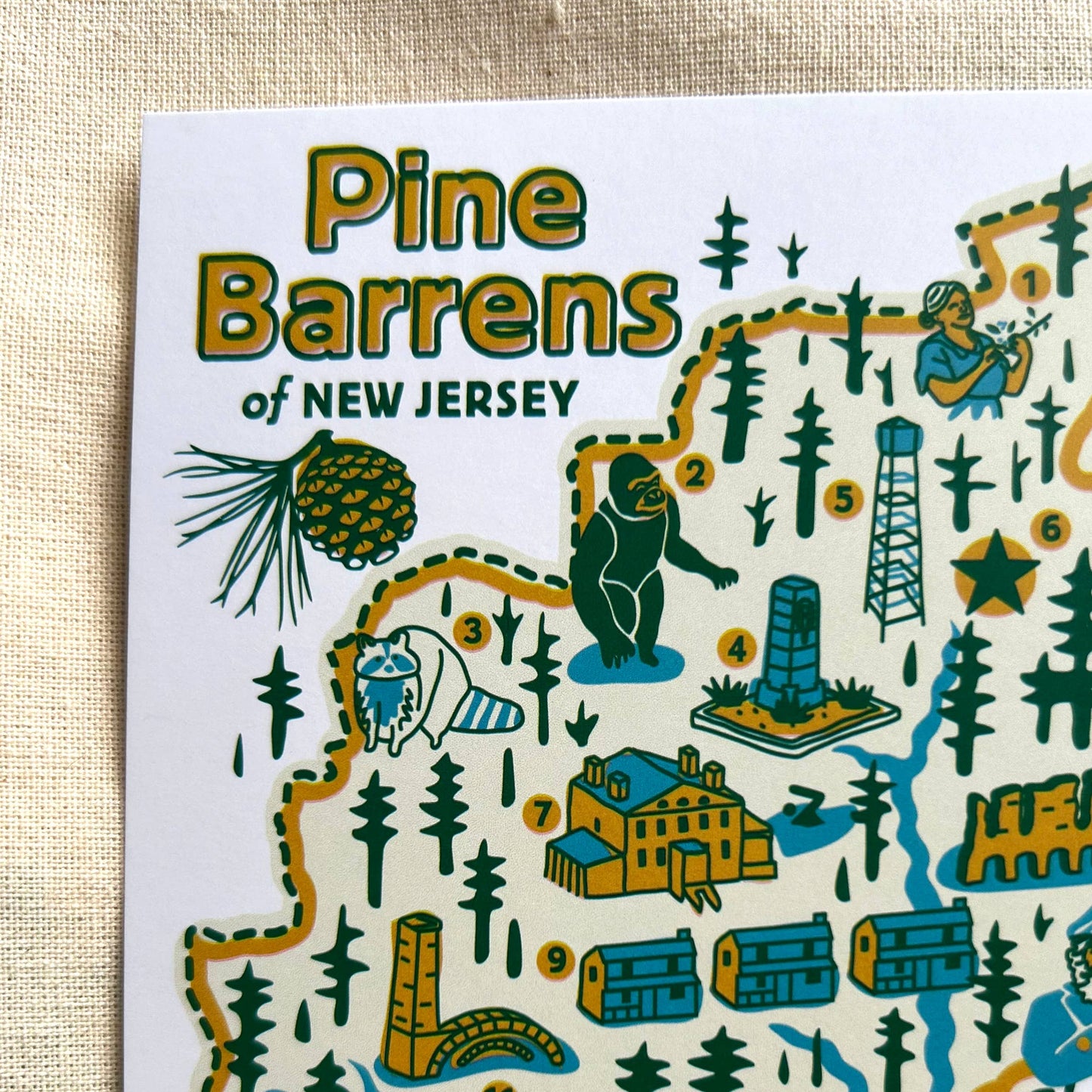NJ Pine Barrens Map Post Card