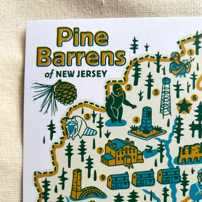 NJ Pine Barrens Map Post Card