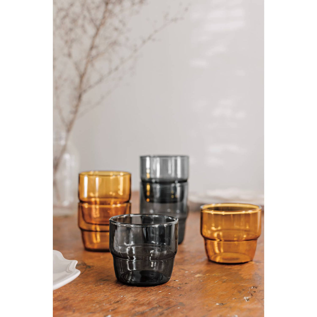 Amber Borosilicate Stacking Glass, 13 oz