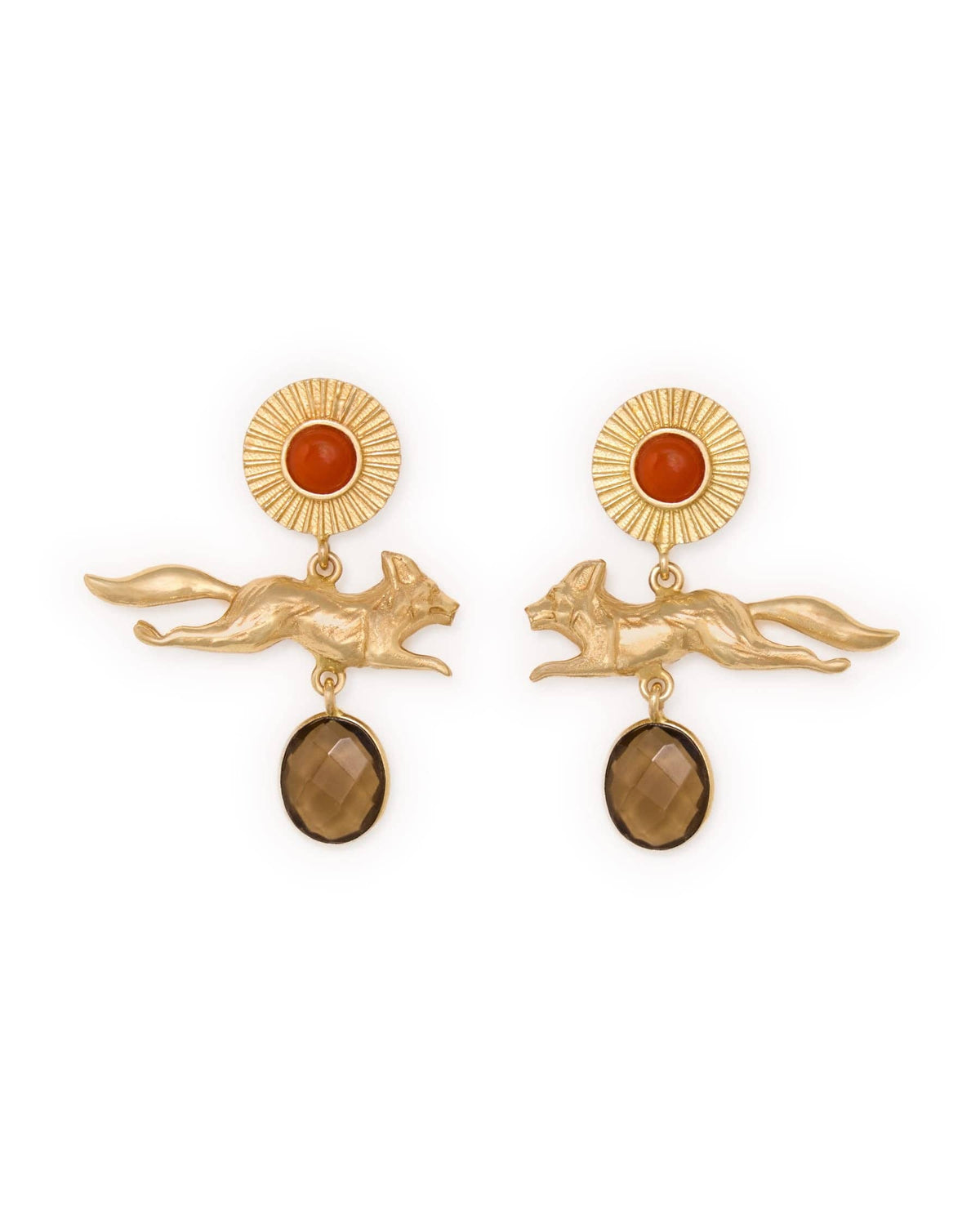 Felicity Fox Carnelian Smoky Quartz Earrings