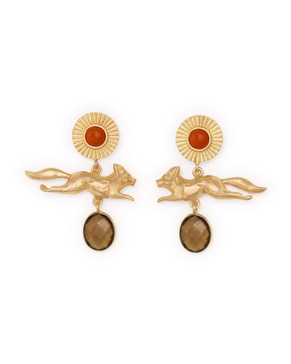 Felicity Fox Carnelian Smoky Quartz Earrings