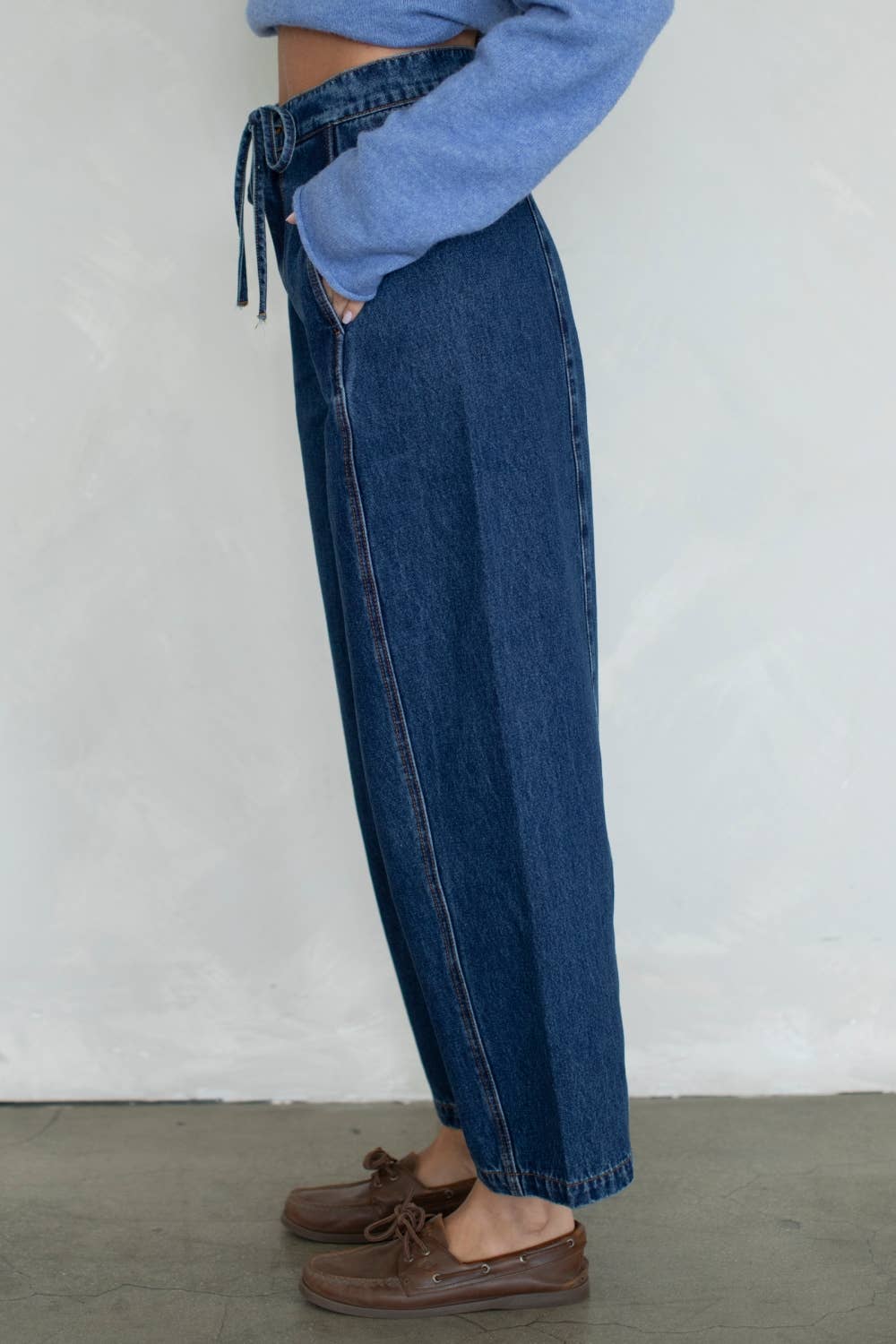 Trini Denim Barrel Jeans with Drawstring