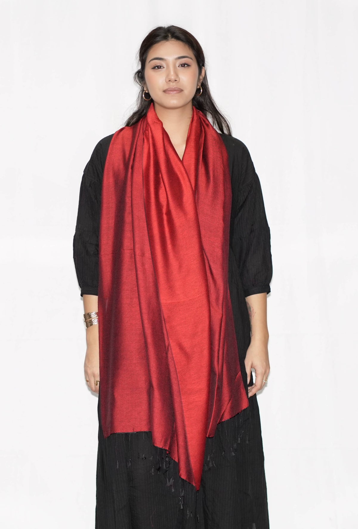 Burgundy Silky Water Pashmina Scarf