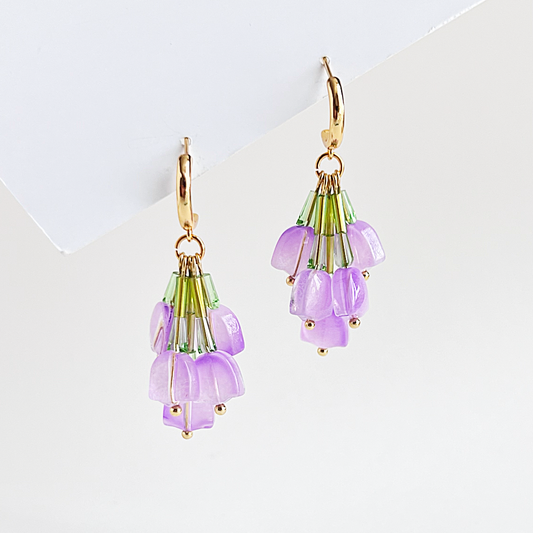 Upside Down Purple Tulip Bouquet Earrings