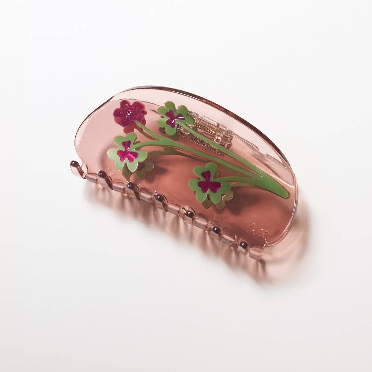 Shamrock Clover Acetate Hair Claw Clip Mauve