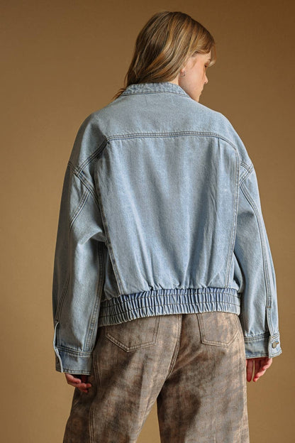 Washed Denim Bomber Jacket