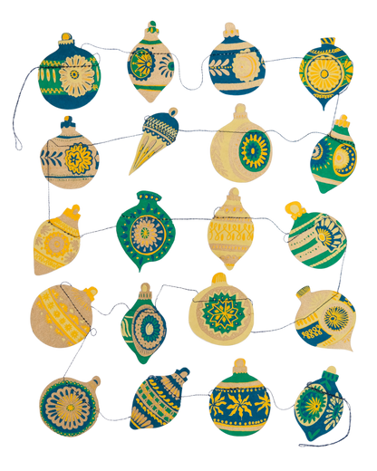 Christmas Ornaments Sewn Paper Garland 3 Meters