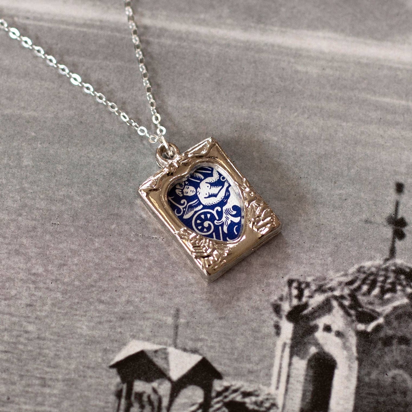 Vintage Picture Frame Pendant Necklace