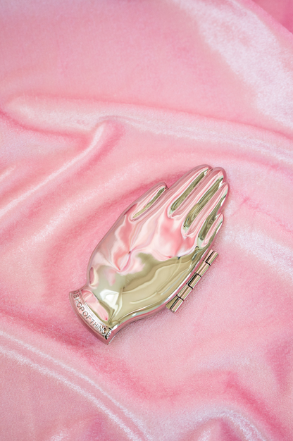 Hand-Shaped Gesture Compact Mirror, Silver