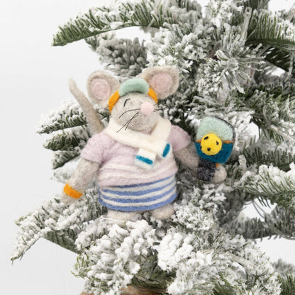 Felt Pickleball Mouse Christmas Ornament