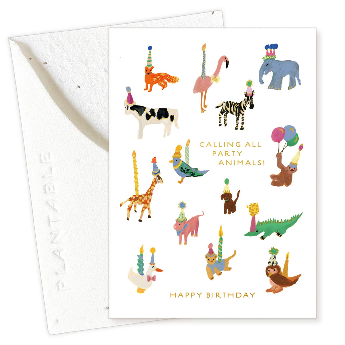 Animal Party Mini Birthday Card, Plantable Seed Paper