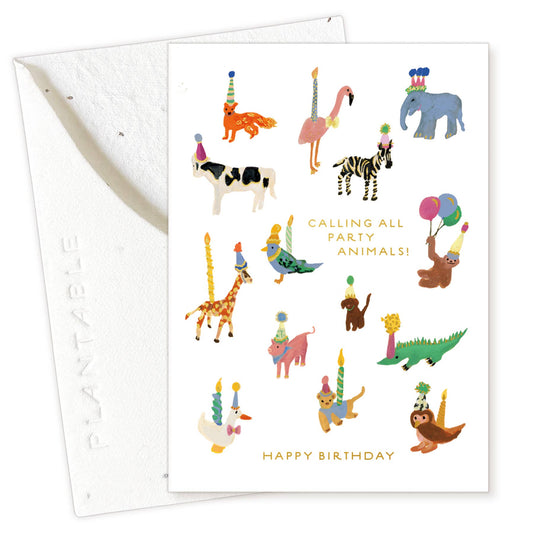 Animal Party Mini Birthday Card